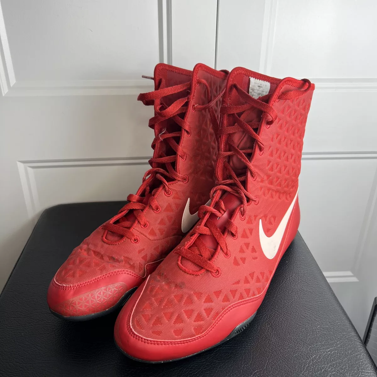 Nike KO Boxing Shoes Boots red and white Mens Size 11.5 Wrestling eBay