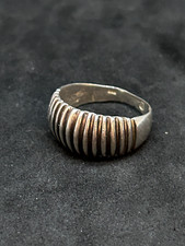 925 Sterling Large Ribbed Design 10.3mm Ring Sz 7.5 - 3.63g