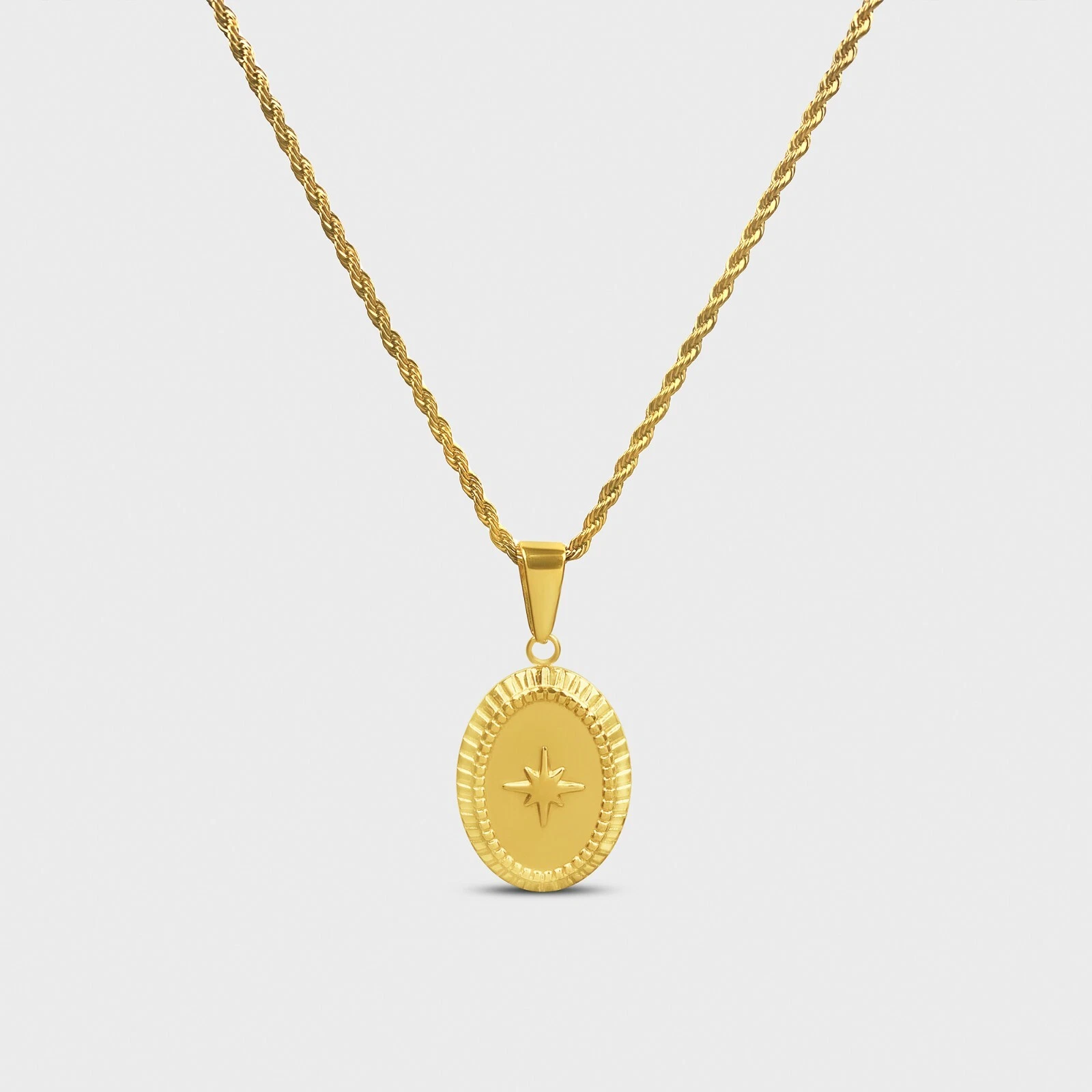 Collier pendentif étoile du Nord en or 18 carats   pendentif unique élégant motif ovale en or