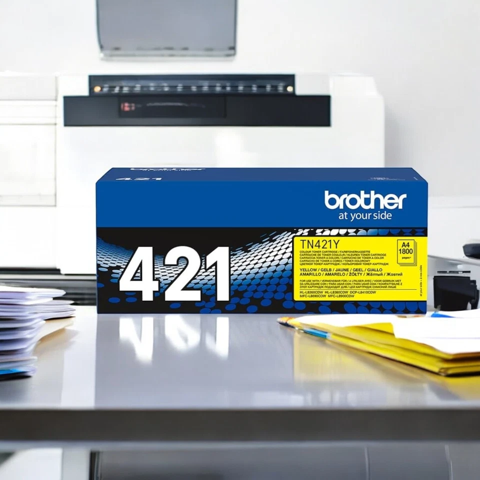Yellow Toner Cartridge Brother TN-421Y Single Pack Standard Yield Office Ink - Image 2 of 4