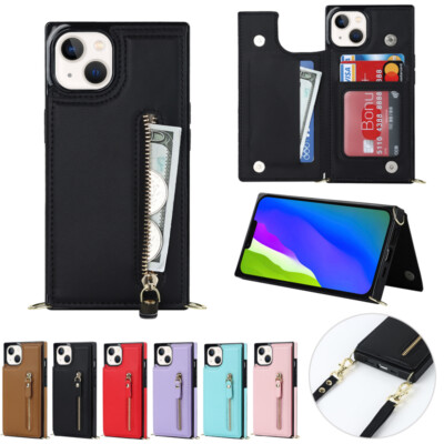 Zip Magnetic Flip Case Card Slot Leather Cover for iPhone 14 13 12 11 Pro Max