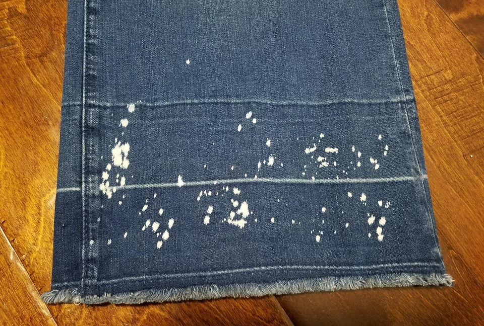 Nuevos Pantalones Gauchos Rachel Roy Tiro Alto Flecos Azul Denim Talla 26 o 1/2 Foto 4 de 4