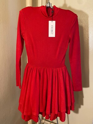 asos l club dress ASOS Club L High Neck Red Long Sleeve Skater Tutu Dress Size 4