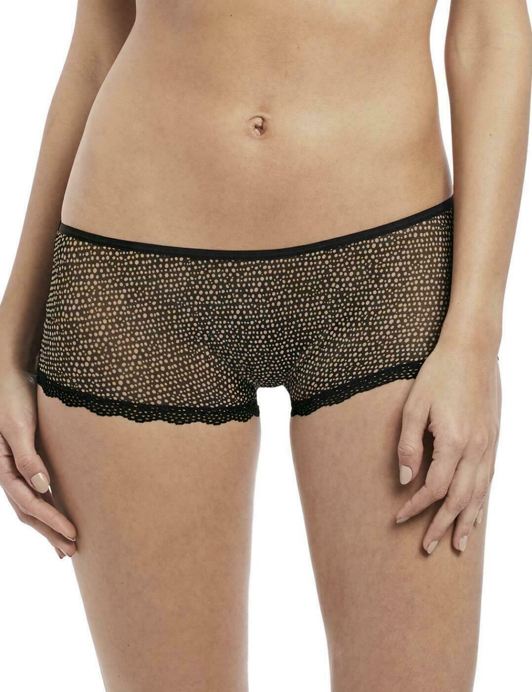 Freya Summer Haze Short Brief Size S 10 12 Black Beige Spot Knickers 3996 New