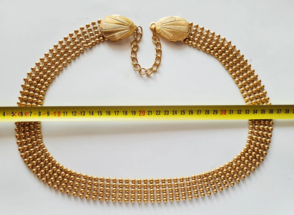 ВИНТАЖНЫЙ ПОДЛИННЫЙ ЗОЛОТОЙ ТОН МЕТАЛЛИЧЕСКАЯ ЦЕПОЧКА БИСЕРОМ ЖЕНСКИЙ РЕМЕНЬ - Изображение 4 из 4
