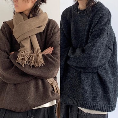 Lässiger einfarbiger Herrenpullover mit langen Ärmeln für Frühling und Herbst