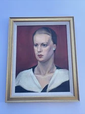 ANTIQUE PORTRAIT Painting Pretty Woman WALTER E COHEN JR 1930’s Model Masterful