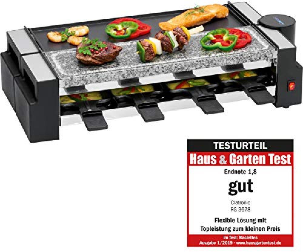 CLATRONIC RG 3678 Raclette Grill Barbecue, Nero, Acciaio Inossidabile - NUOVO