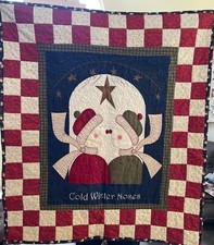 Christmas Snowmen Stars Quilt  Cold Winter Noses  Wall Hanging Quilt