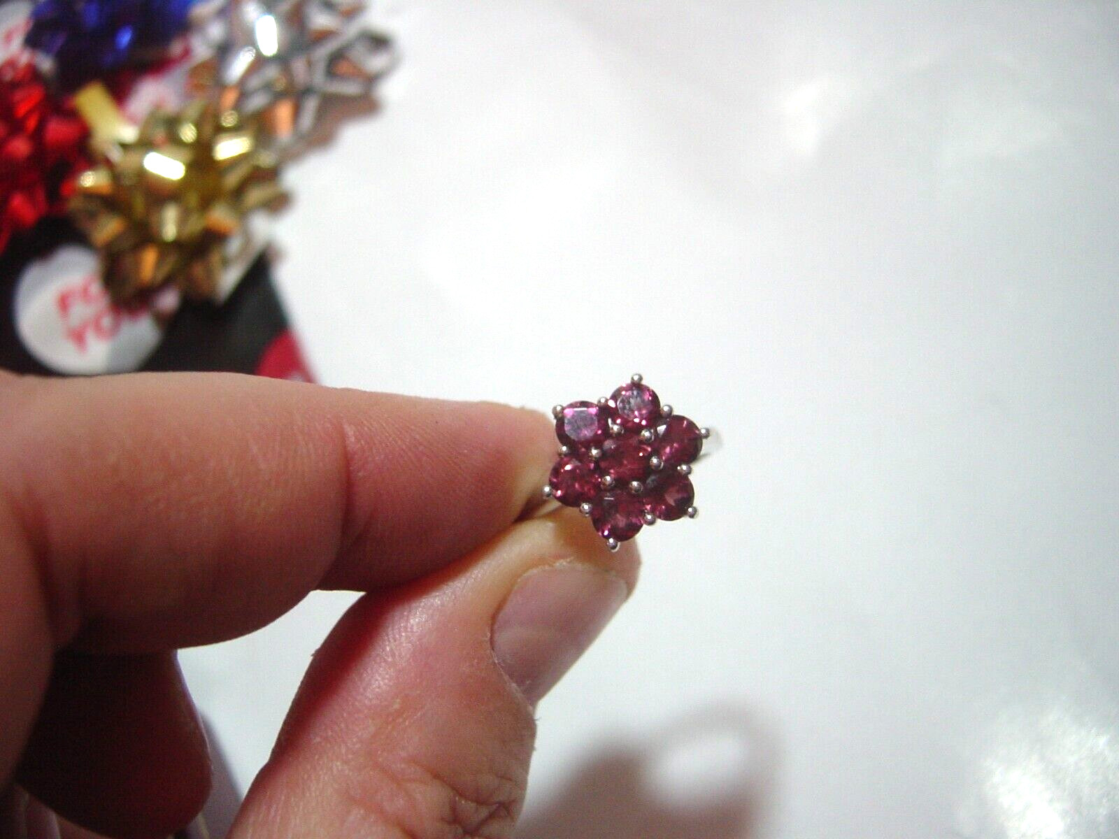 Vintage Solid Silver flower Ring- Superb-raspberr… - image 13