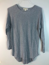 Michael Kors Size M Gray Long Tunic Sweater Long Sleeve Lightweight Women Logo