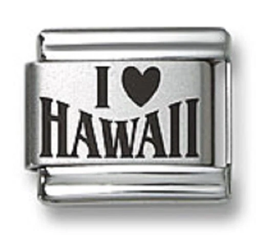 STONE ISLAND Laser Italiano Charm I Cuore Hawaii Fit Argento Acciaio Inox Braccialetti Link 9mm