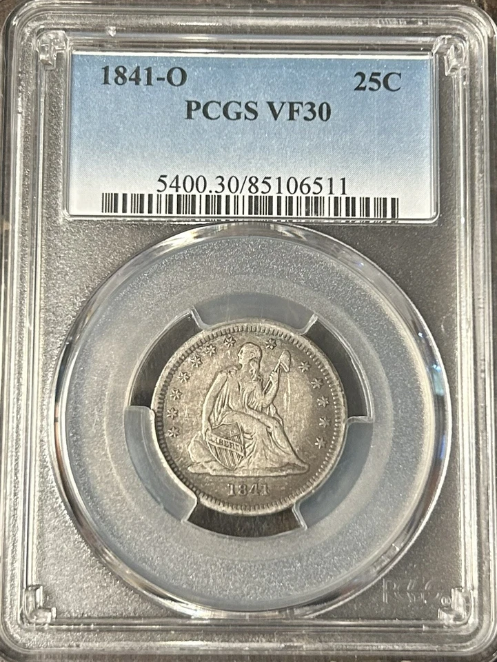 1841-O 25C Liberty Seated Quarter PCGS VF30 - Free Shipping - Image 2 of 4