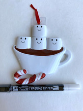 BRAND NEW Marshmallow Family Hot Cocoa For Personalizing Christmas Tree Ornament