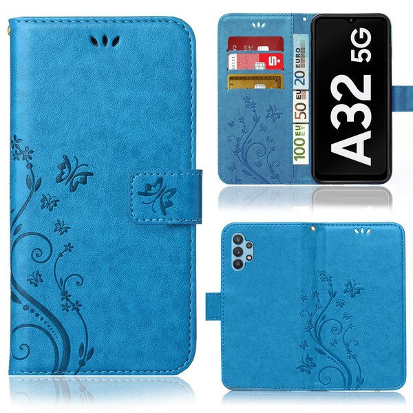 Handy Tasche FüR Samsung Galaxy A32 5G Schutz HüLle Blumen Flip Cover Wallet-image