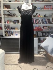 Gorgeous Full Length Betsy And Adam Formal Gown Macys Black  Nude Lace Flowy 6