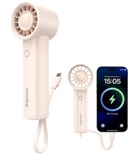 Portable Handheld Fan 3 IN 1 USB Rechargeable Power Bank Flashlight Pink