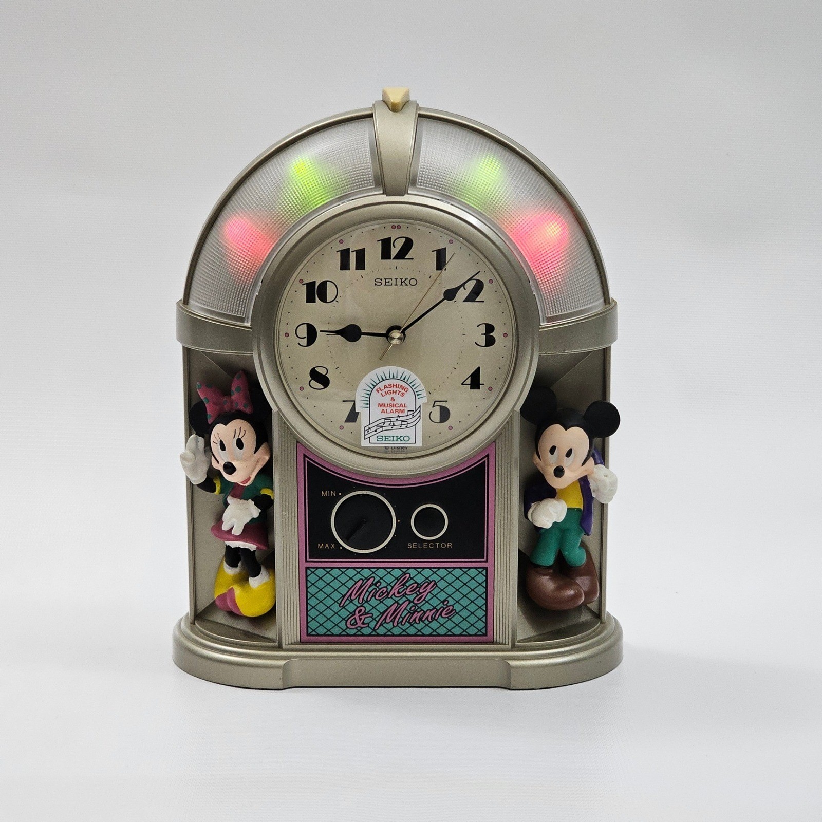 Seiko Disney Mickey Minnie Mouse Alarm Clock Jukebox Musical Vintage Light Up