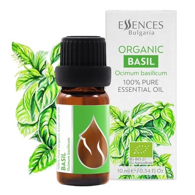 Essences Bulgaria Organic Basil Essential Oil 1/3 Fl Oz | 10ml | Ocimum basil...