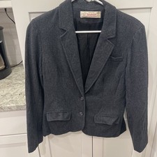 Pendleton Gray Virgin Wool 2 Button Close Jacket w Pockets Size L USA