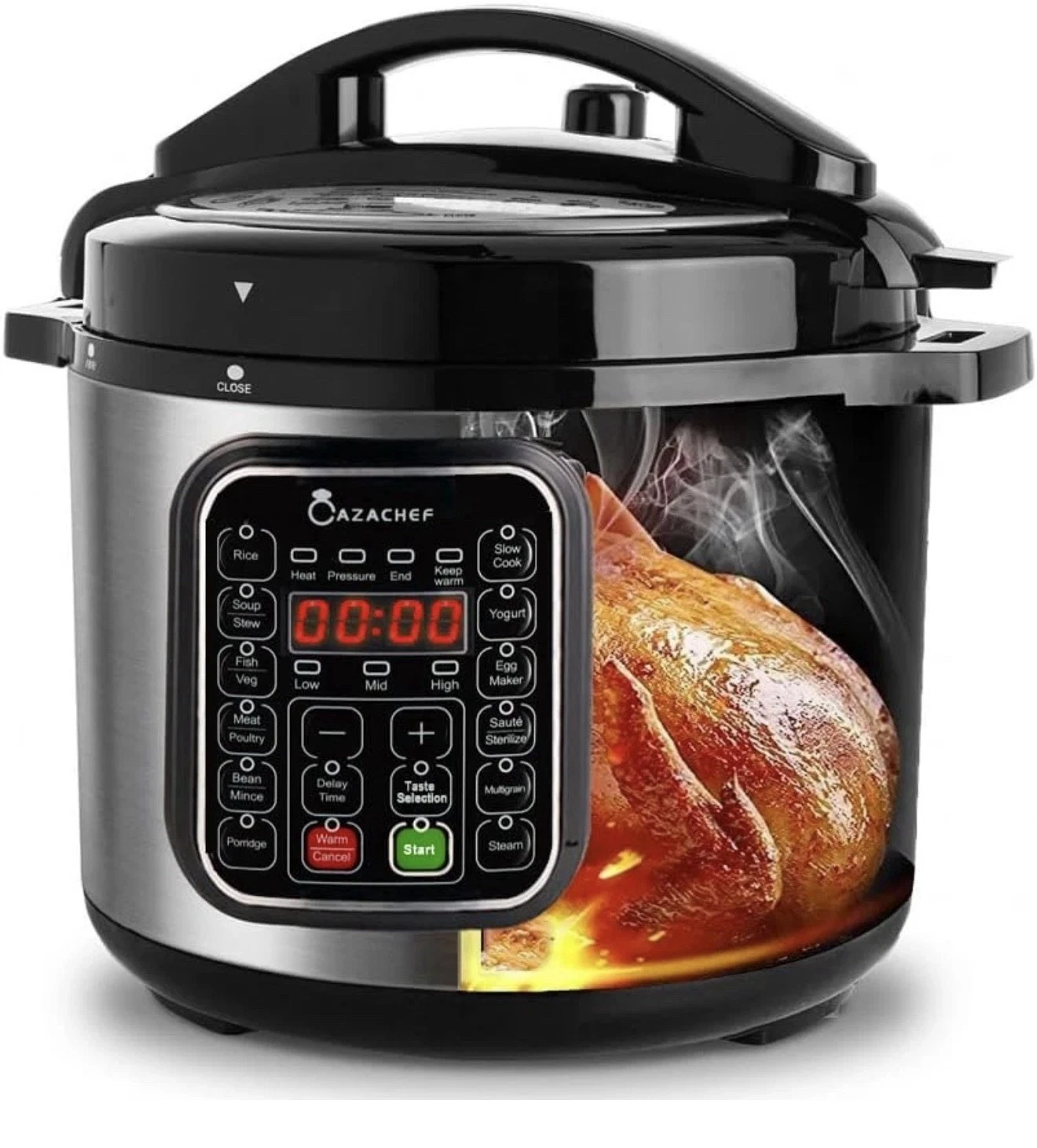8Qt Stainless Steel Pressure Cooker | 24-Hour Presetting Electric Rice Cooker, 1