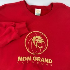 Vintage 1993 MGM Grand Las Vegas Red Embroidered Sweatshirt XL Made in USA