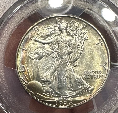 1938 Walking Liberty Half Dollar PCGS Uncirculated Details, Toning, Good Luster