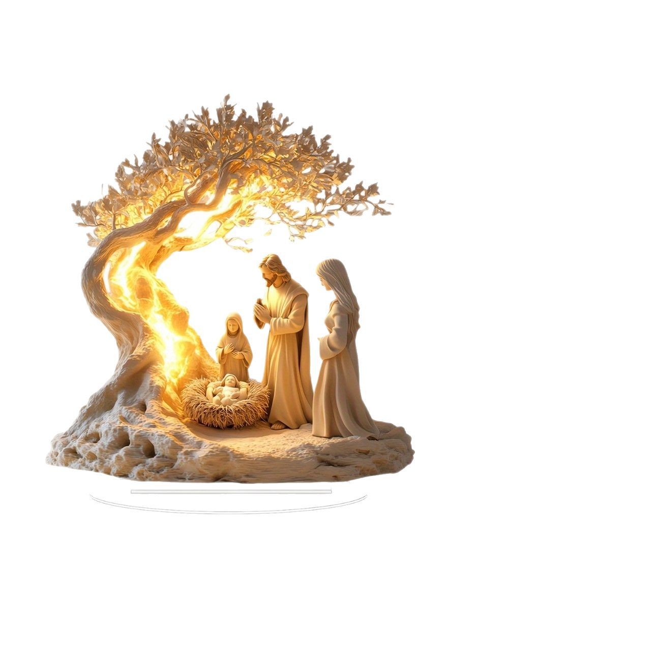 Jesus Tree Of Life Nativity Figures Set Statue Painted Decor Xmas Festival Gift