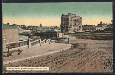 Mar del Plata, Vista Parcial y club Mar del Plata, Ansichtskarte 