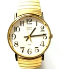 Vintage Working 1994 Men's Quartz 33MM Easy Reader Gold Tone B8 Stretch bracelet