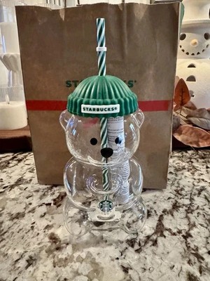Starbucks 2025 Bearista BEAR Glass Jar Cold Cup Tumbler Straw Holiday