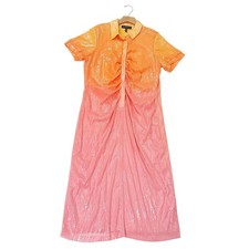 Eloquii Ombre Sequin Midi Shift Dress Womens 16 Orange Pink Glam Bohemian Party