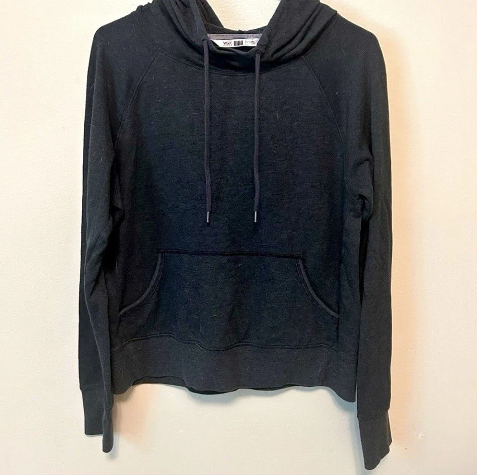 UNDERCOVER Felpa con cappuccio Victoria's Secret antracite con accenti lucidi sul retro! Taglia Media
