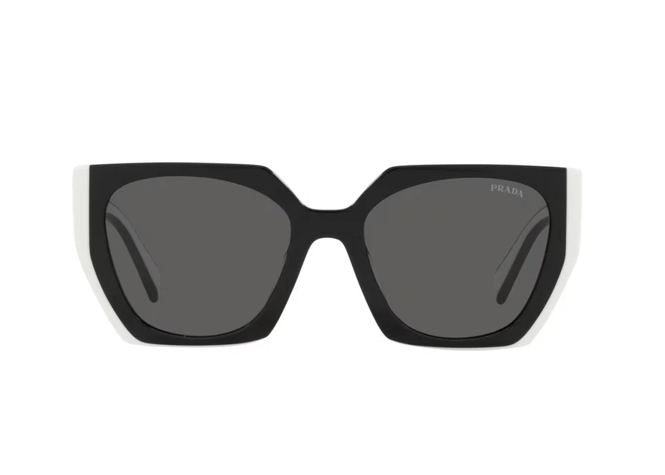 Prada PR15WS 09Q5S0 Rectangle Sunglasses in Black and White /Gray Lens 100% UV - Image 3 of 4
