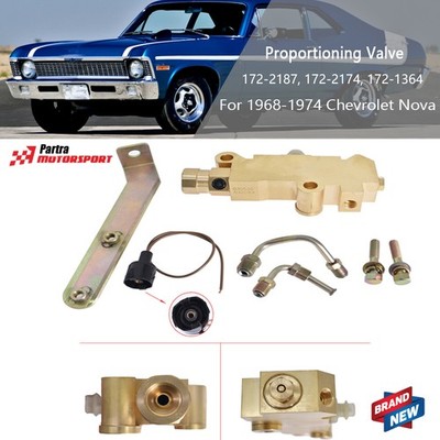 Brass Disc Brake Proportioning Valve 9/16''1/2'' Fit For 1968-1974 Chevrolet Nova