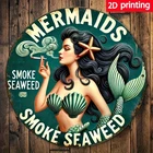 Vintage Mermaid Seaweed Durable Tin Metal Signs Home Décor 8x8