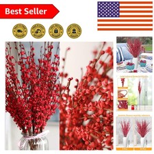 Elegant 5 Pcs Red Artificial Flowers - 29.5" Stems for Festive Decoration
