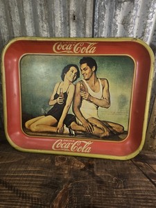 Original 1934 Coca Cola Tray, Maureen O'Sullivan and Johnny Weissmuller