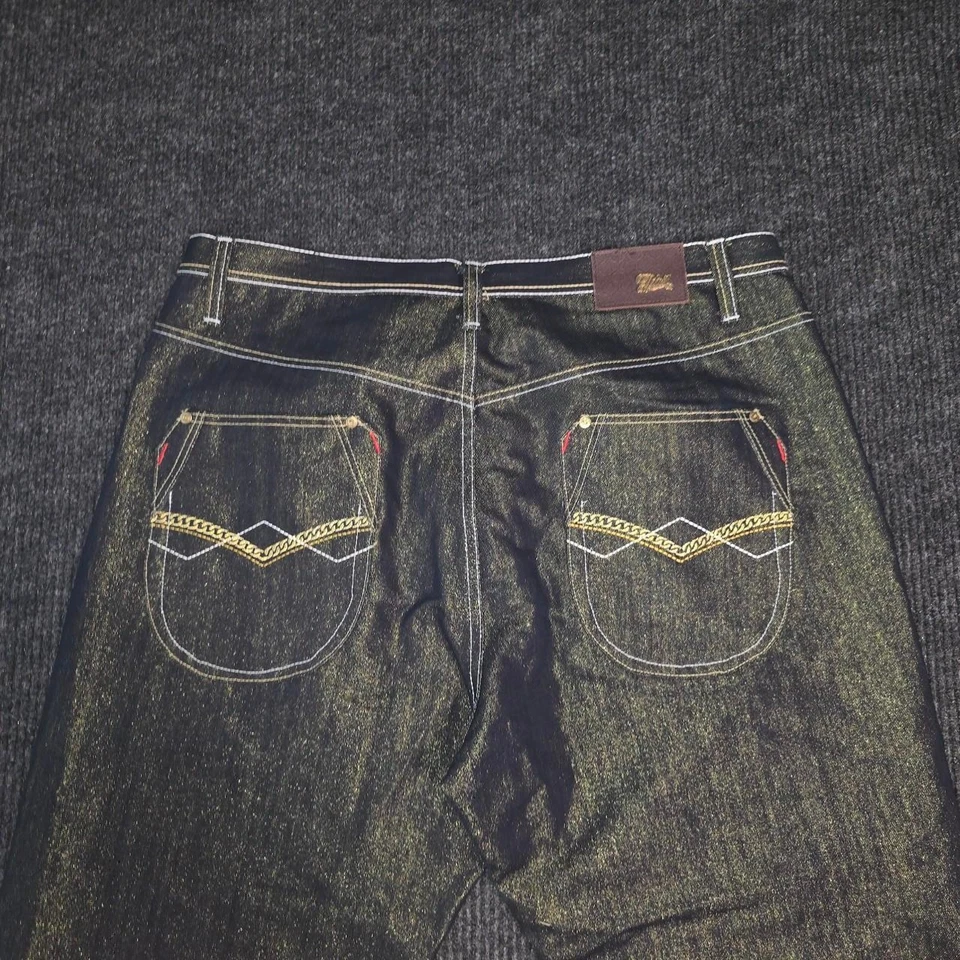 Crazy Gold and Black denim baggy jeans by G-Unit - Image 3 of 4