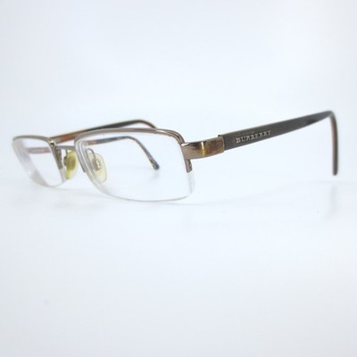 Burberry Rectangular Semi Rimless Eyeglasses Bronze Tortoise Made in Italy 50-19