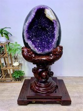 770LB Top Natural Amethyst Geode Quartz Crystal Mineral Specimen Healing+Stand