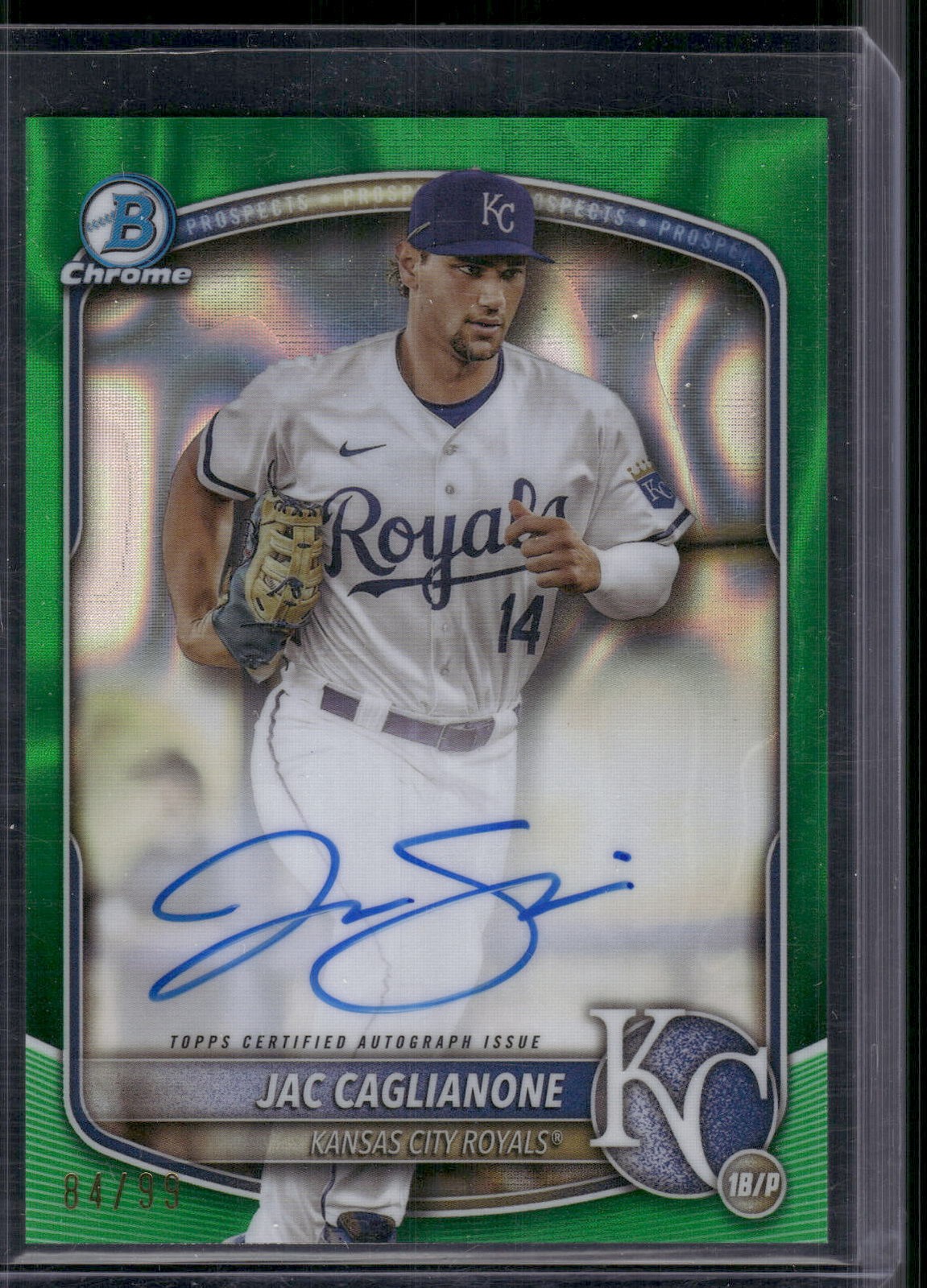 2025 Bowman Chrome #CPA-JCA Jac Caglianone Green Lava Auto /99