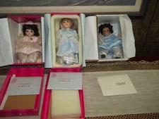 3 Marie Osmond Dolls Tiny Tot-Clare #4074,Baby Marie #1680, Debra #1312 - W/COA