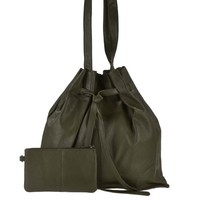 "Beuteltasche Leder 37X32Cm \"Eva\" Schultertasche Shopper Greenburry Oliv"