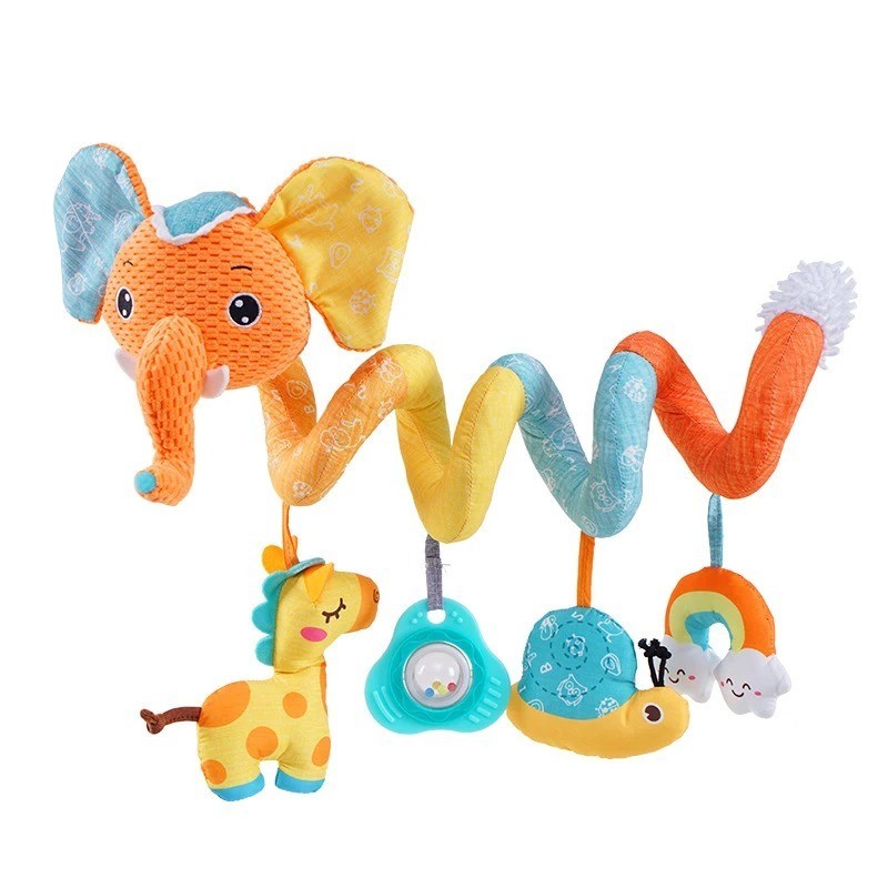 Car Seat Toys Infant Color Elephant Stroller Stretch Spiral Activity Baby
