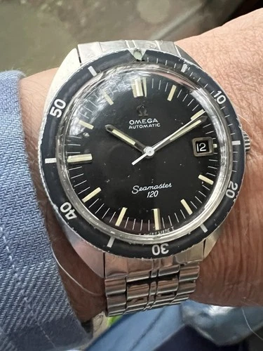 Vtg 1969 Omega Seamaster 120, 166.027, Bracelet  + "Ghost" Bezel + Boxed Set, US
