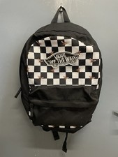 Vans Realm Black Bee Checkerboard Backpack Bag Bookbag