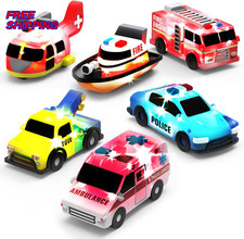   Emergency  Cars Light Up Bath Toys 6 Pack Water Activated Light Up Toys NEW