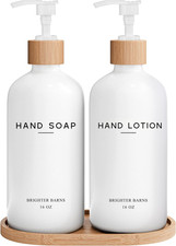 White Glass Soap and Lotion Dispenser Set with Tray by - Hand Soap Dispenser Ba
