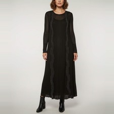 Chanel Black Rib Knit Long Sleeve Maxi Dress M